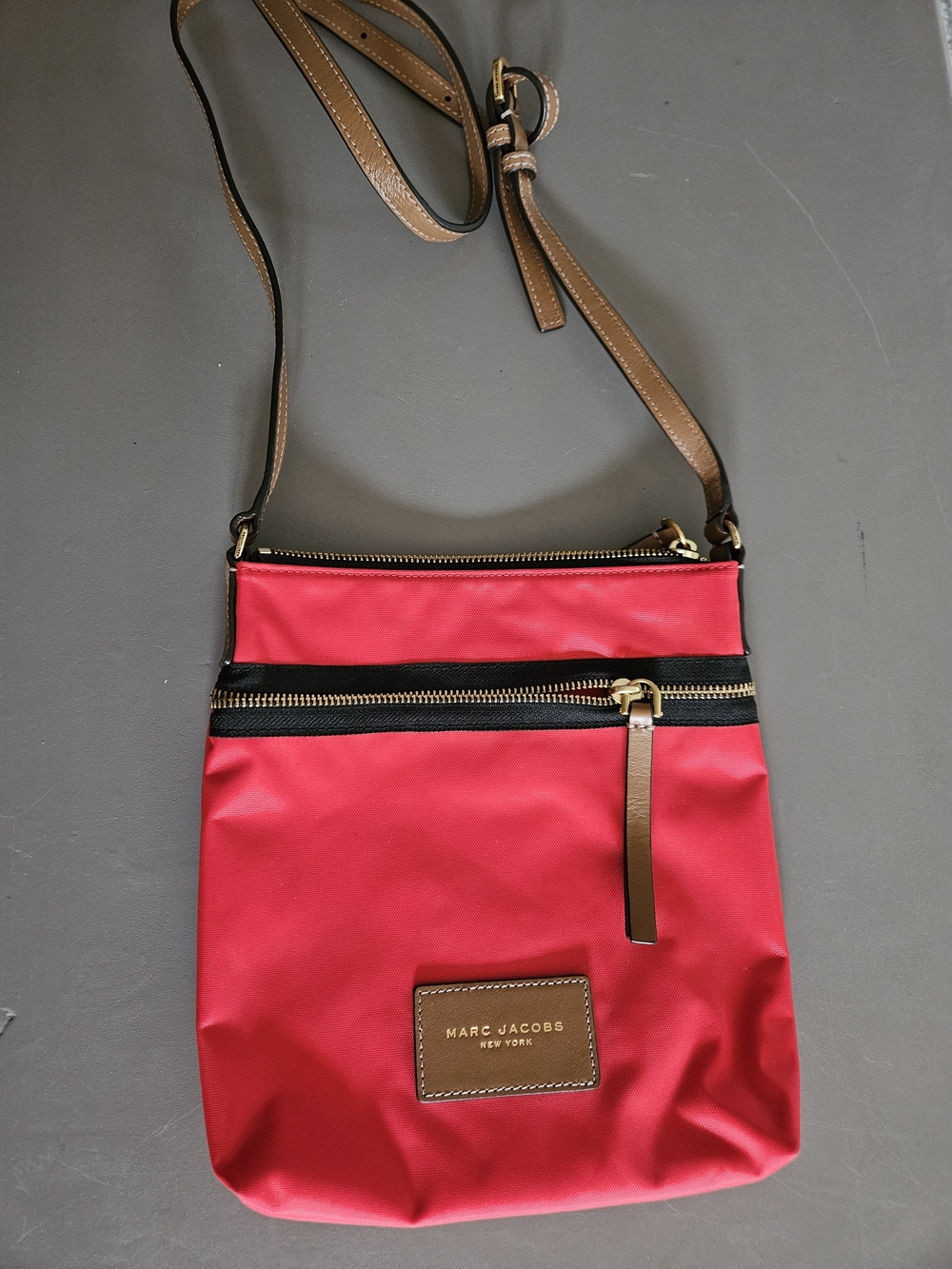 Marc Jacobs Red Nylon Crossbody with Brown Leather Strap